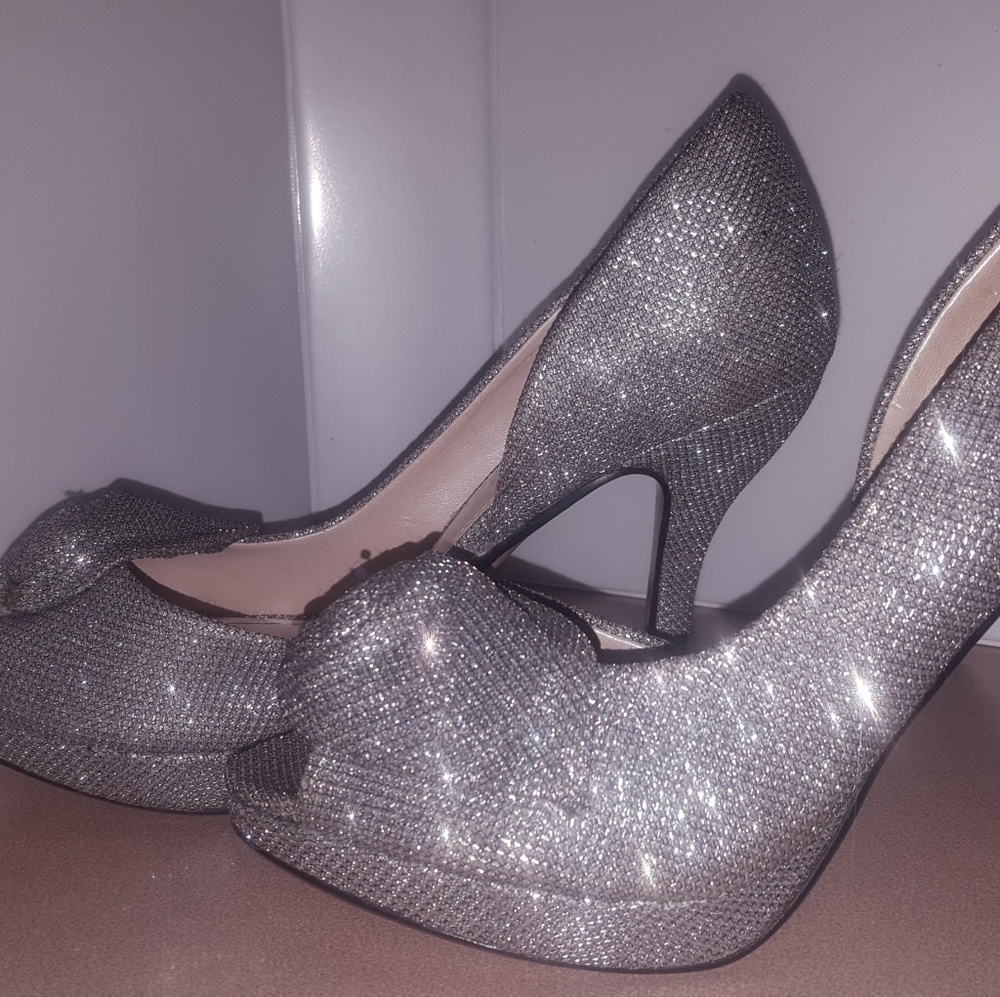 Caparros silver glitter heels